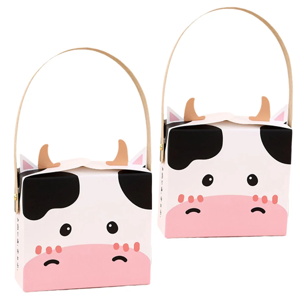 12 Pcs Pink Cow Farm Animal Treat Boxes Paper Gift Box Birthday Goodie Box Girls Birthday Party Wedding Baby Shower Supplies