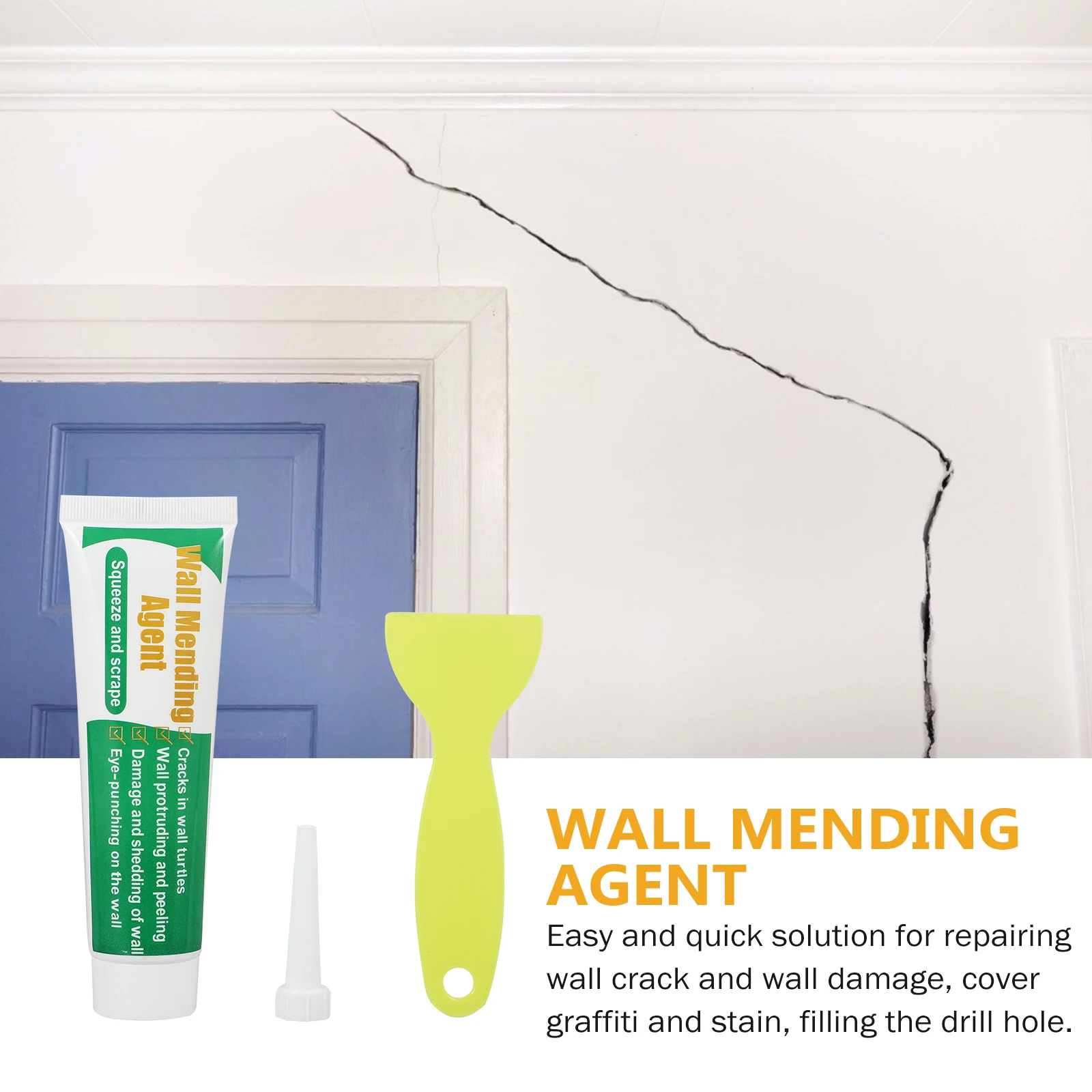 

2 Sets Wall Paste Mending Agent Repair With Scraper Ointment Home White Latex Walls Peeling Smooth Tool