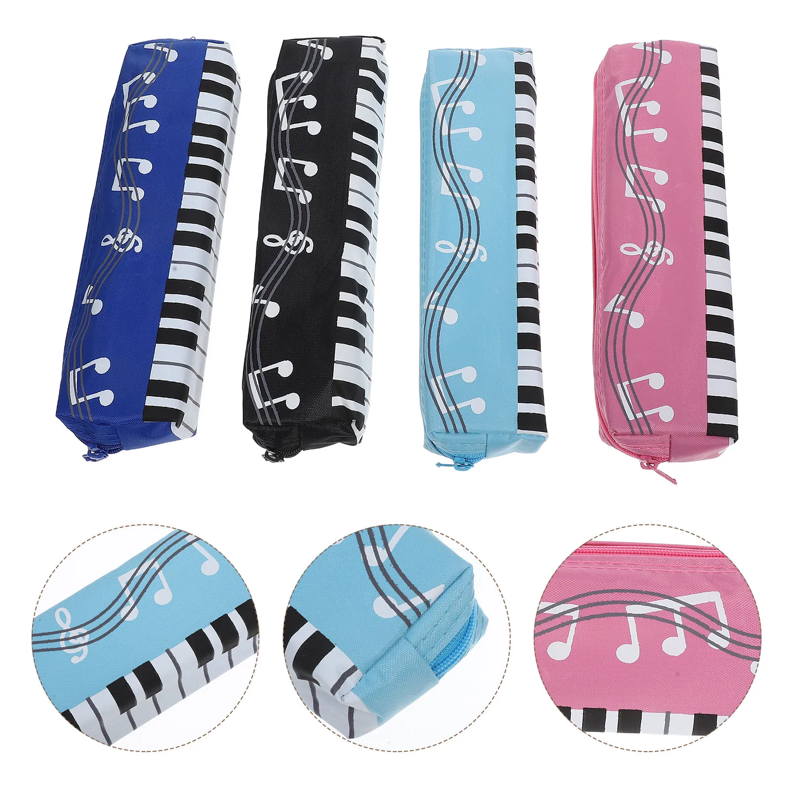 

4Pcs Piano Pattern Pen Bag for Students Pencil Pouch Music Note Storage Portable Lightweight Pencil Case for