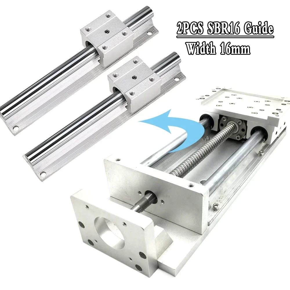 CNC Aluminum Linear Movement Module Platform Dust Cover Heavy Load SBR Guide SFU1605 /1610 100-1000mm Stroke Handwheel Slide