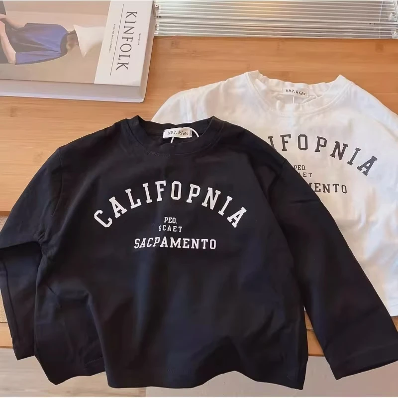 1 الأطفال تي شيرت 2025 الخريف طويلة الأكمام تي شيرت إلكتروني طباعة طاقم الرقبة المألوف العصرية تنوعا قاعدة طبقة أعلى