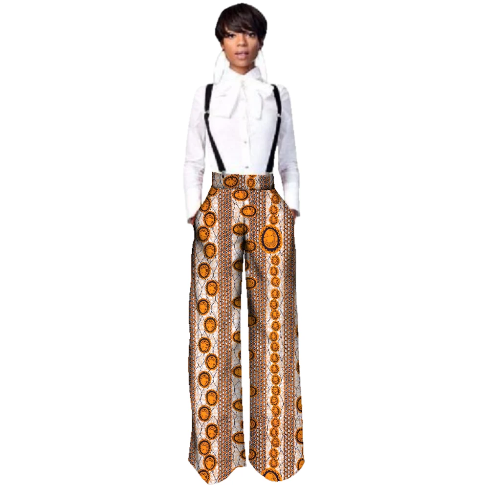 BRW  High Quality Pants African Straight Full Length Trousers One Piece Romper with Print Dashiki Clothing for Women WY2478