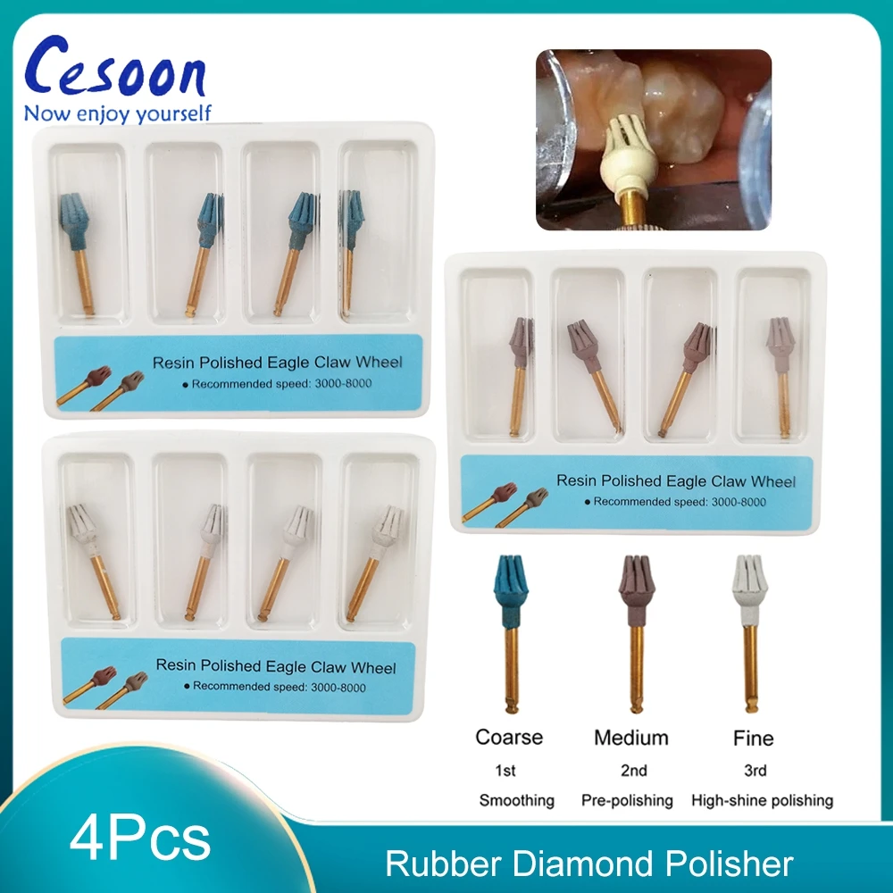 4Pcs/Box Dental Rubber Diamond Composite Resin Helicoid Polishing RA Disc Kit Polish Wheel Dentist Tools Dentistry Materails