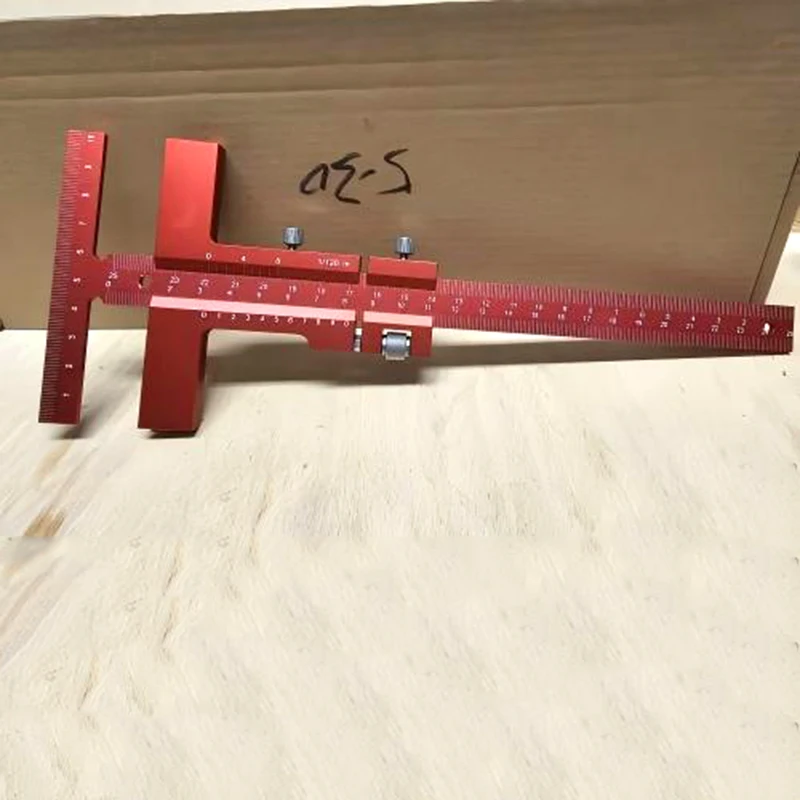 Woodworking Fine Tuning Scribe Metric inch Aluminum alloy T Ruler Scribing Marking Gauge Measuring Tool Woodworking Tool