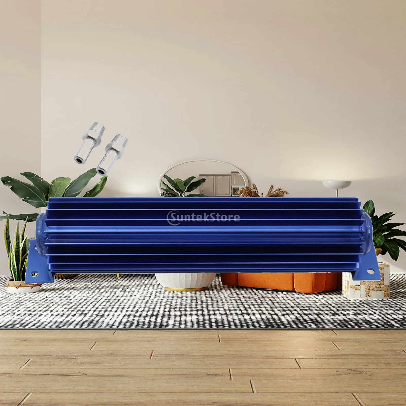 

Dual Pass Finned Transmission Cooler Universal Blue 12inch Metal Tube Trans Radiator for Automotive Fluid Cooling