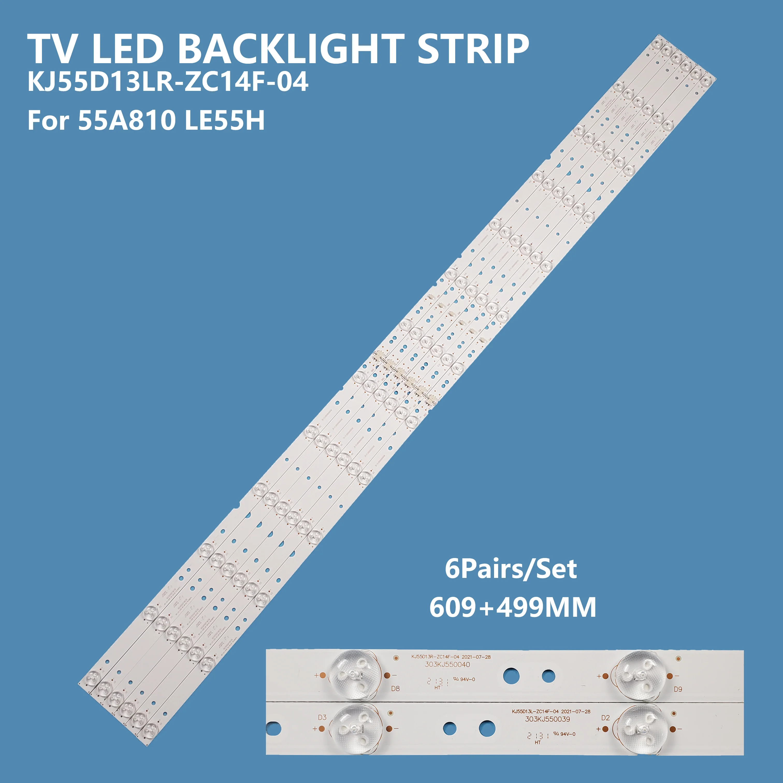 KJ55D13LR-ZC14F-04แถบไฟ LED สำหรับ TCL ทีวีขนาด55นิ้ว LTA550HQ20 LE55H 55A810ใหม่12ชิ้น/เซ็ตชุดไฟตัดหมอก