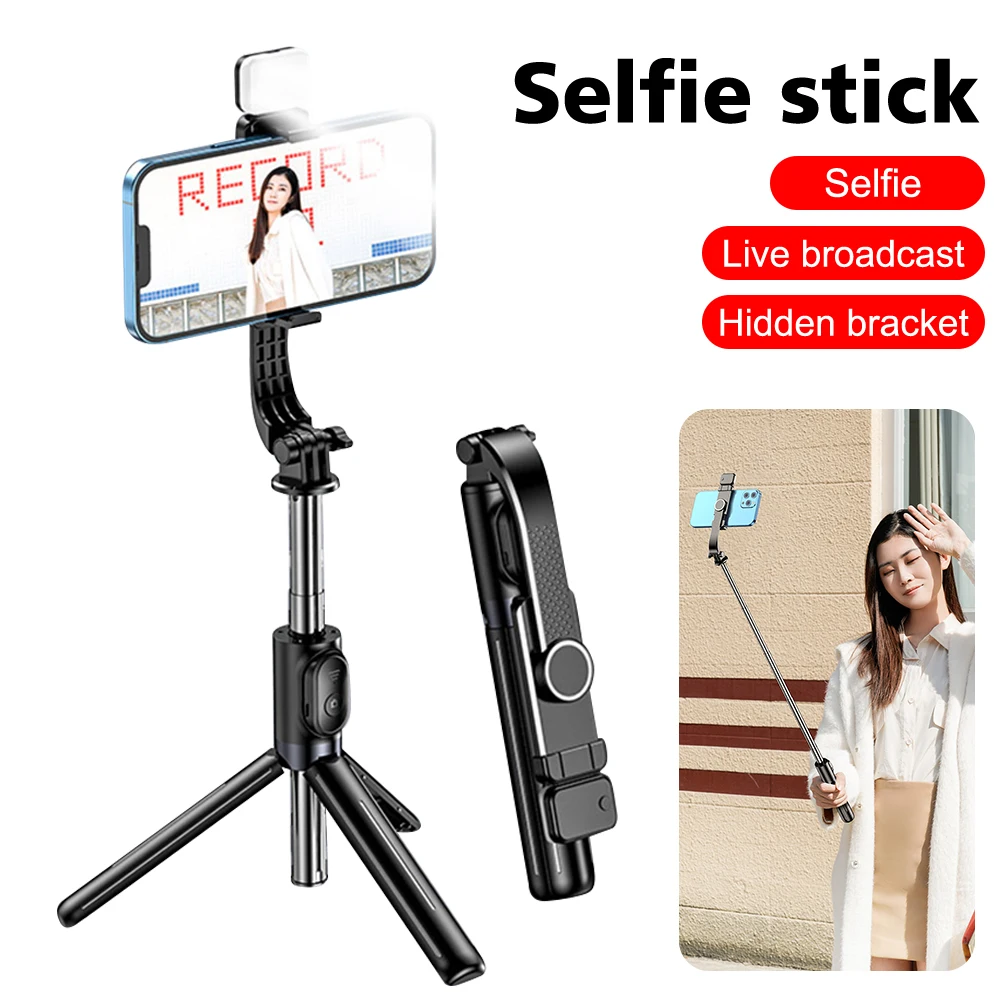 Portable Bluetooth Selfie Stick Retractable Multifunctional Phone HoldeTripod With Selfie light Wireless Remote Shutter