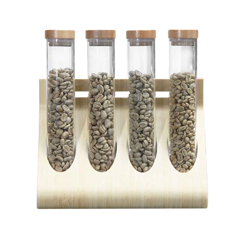 

4 Pcs Coffee Bean Display Stand Beans Rack Glass Bottle Test Tube Clear Tubular