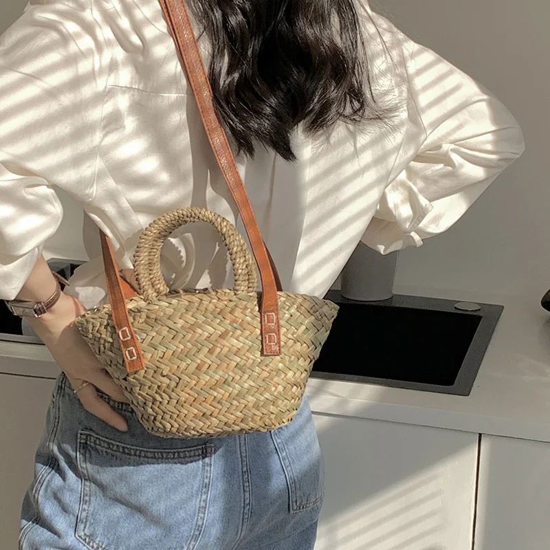 

Ins Fashion Mini Hobos Handmade Woven Crosbody Bags for Women Summer New Casual Beach Straw Totes Ladies Purse