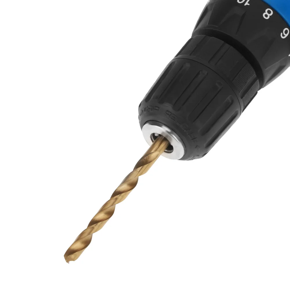 13Pcs 1.5-6.5mm High Speed Steel Titanium Coated Twist Drill Bits Set Tool with Round Handle