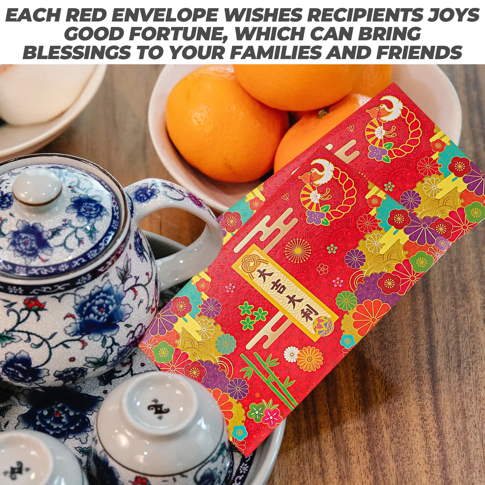 

12 Pcs Horizontal Red Envelope Bag Chinese New Year Money Pockets Packets Gift Traditional Envelopes Gifts Rabbit