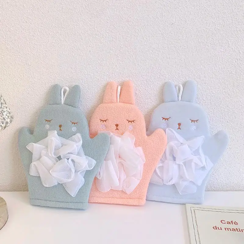 الكرتون منشفة استحمام قفاز حمام زهرة 2 في 1 لينة ثنائي الغرض تنظيف الطين قفازات الاستحمام للأطفال