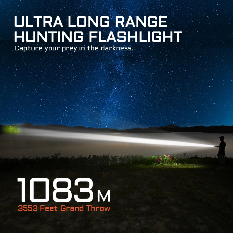 ACEBEAM L19 2.0 Hunting Flashlight 2200 Lumens 1184 Yards Long-Rang Rechargeable Flashlight for Night Hunting