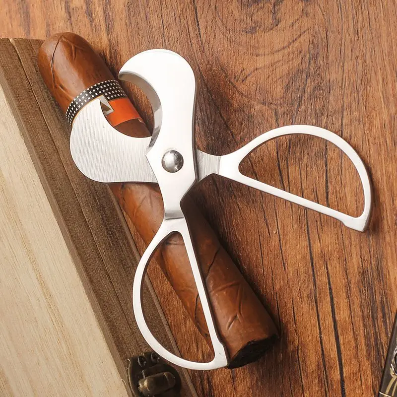 

Stainless Steel Classic Round Head Cigar Cutter Cigarette Guillotine Scissors Gift Office Supply Tool Business Portable Shears