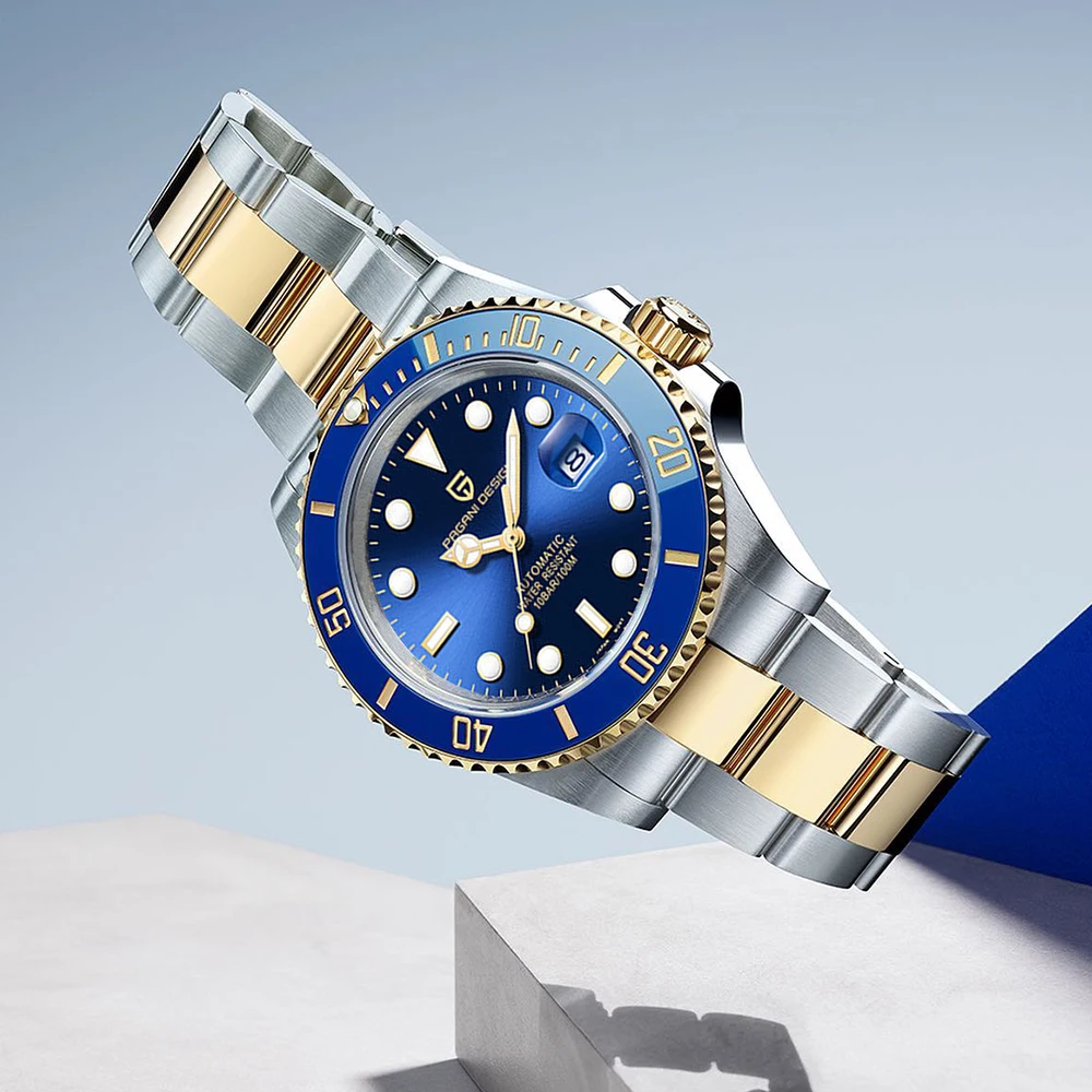 PAGANI DESIGN Luxus Herren Automatikuhren Saphirglas Taucher mechanische Armbanduhr Edelstahl Businessuhr für Herren