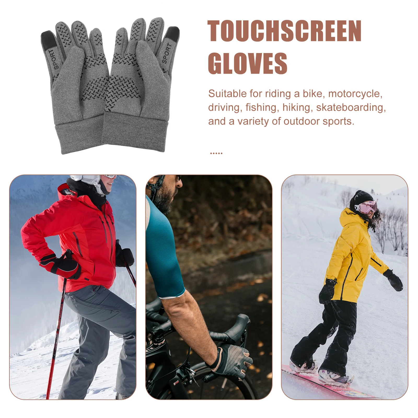 

1Pair Touchscreen Gloves for Men Windproof Waterproof Warm Cycling Gloves Anti Slip Design for Running Fitness Winter Outdoor