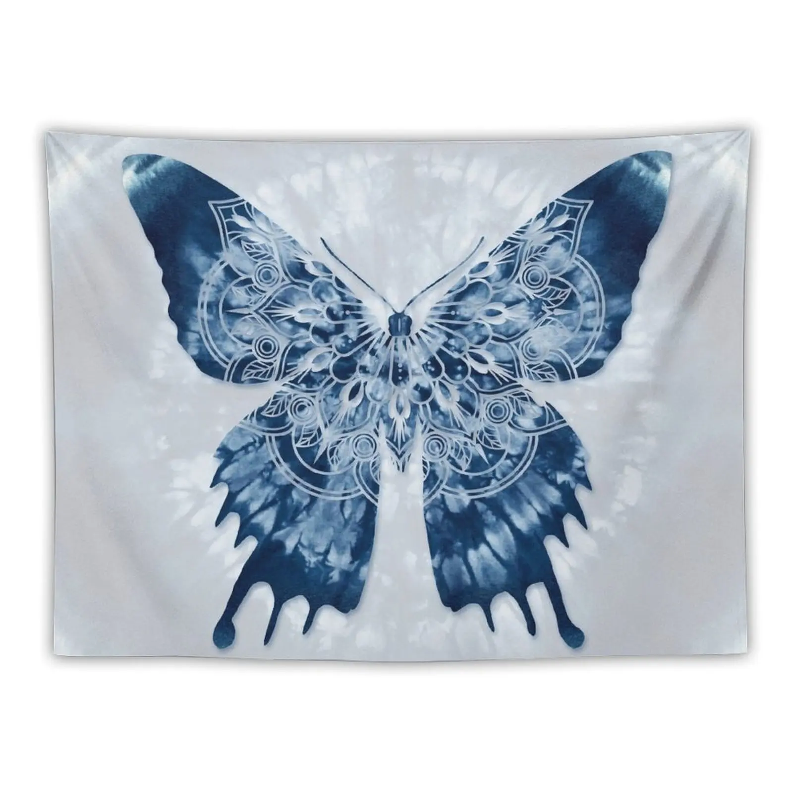 

Indigo blue boho tie dye batik mandala butterfly Tapestry Room Decorator Christmas Decoration Tapestry