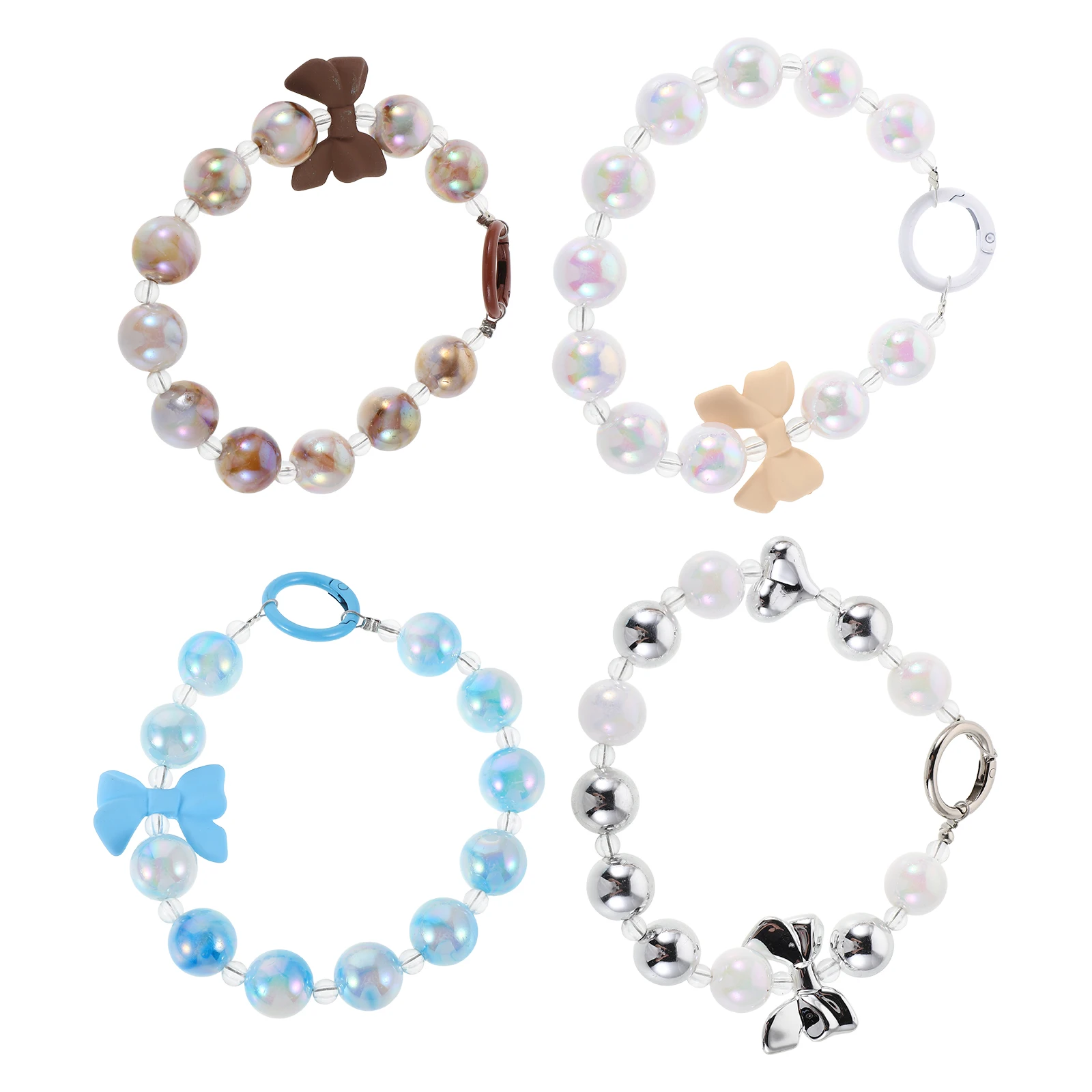 

4 Pcs Beaded Mobile Phone Chain Accessories Lightweight Cell Lanyard Charm Keychain Strap Case Decorations Phone Hanging Rope