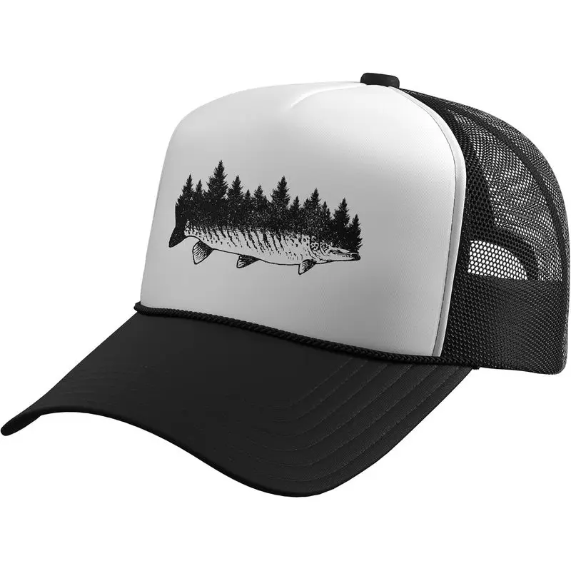 Musky Fishing Trucker Hat with Adjustable Mesh Back