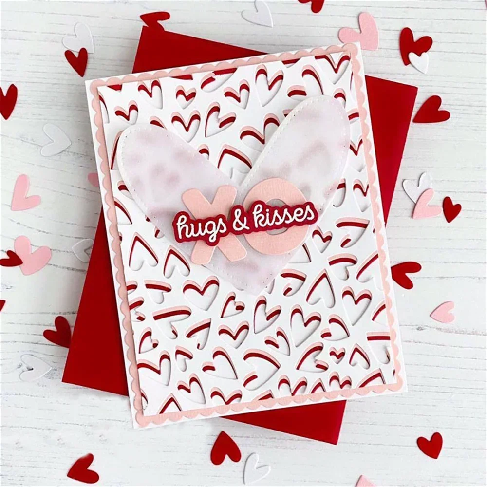 Clouds Mountain Peak XOXO Pierced Hearts Metal Cutting Dies Post Box Paint Palette Die For DIY Scrapbooking Cards Craft Making