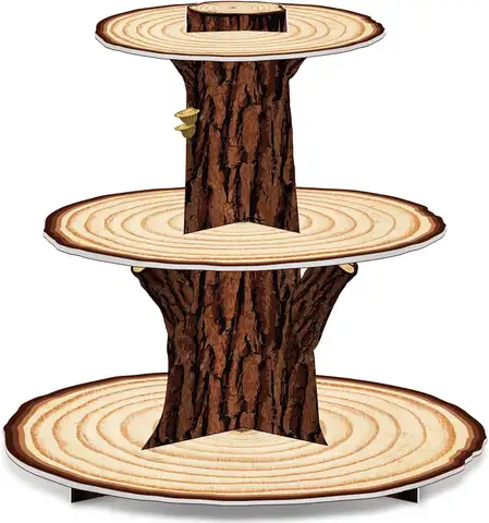 Wooden Cupcake Stand Decoration 3 Tier Western Party Cake Holder Woodland Baby Shower Rustic Wood Cupcake Stand Decor for