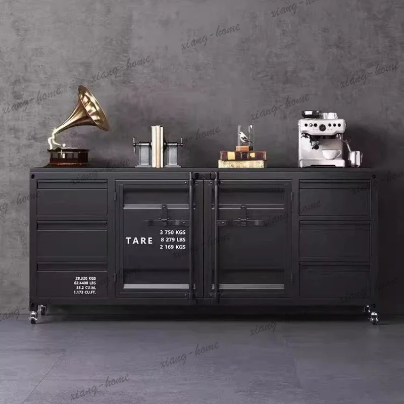 FG Modern wrought iron container side cabinet Storage locker display cabinet living room cabinets Armoire Wardrobe Furniture