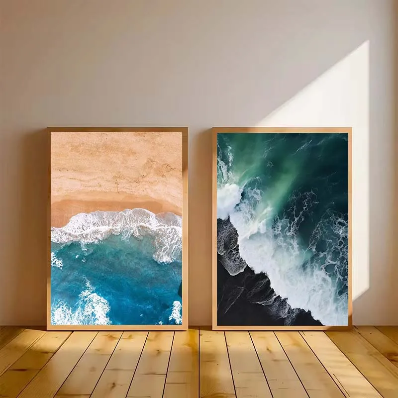 الشمال الحديثة منعش المناظر البحرية شاطئ المحيط موجات المشارك قماش اللوحة طباعة جدار صورة فنية لغرفة المعيشة ديكو بدون إطار #1