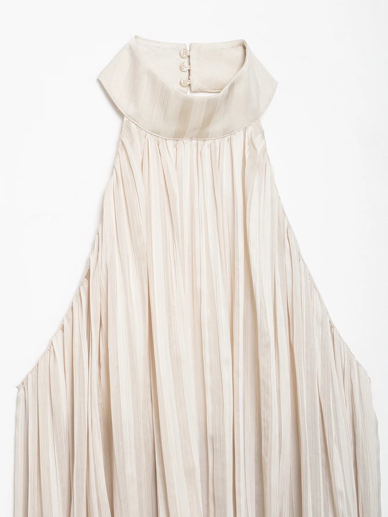 KONDALA Schickes Beige Sexy 2026 Damen-Top Sommer Neckholder-Plissee-Top Elegantes Rückenfreies Modisches Ärmelloses Damen-Oberteil – Detail 4