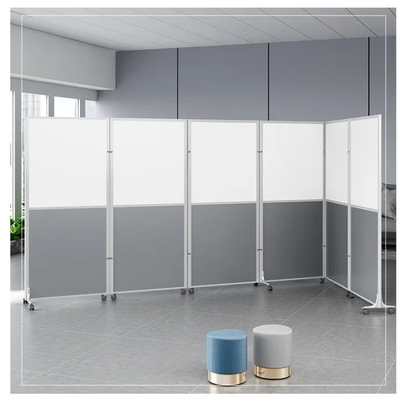 Office partition foldable mobile screen baffle isolation fence factory workshop movable partition wall with door