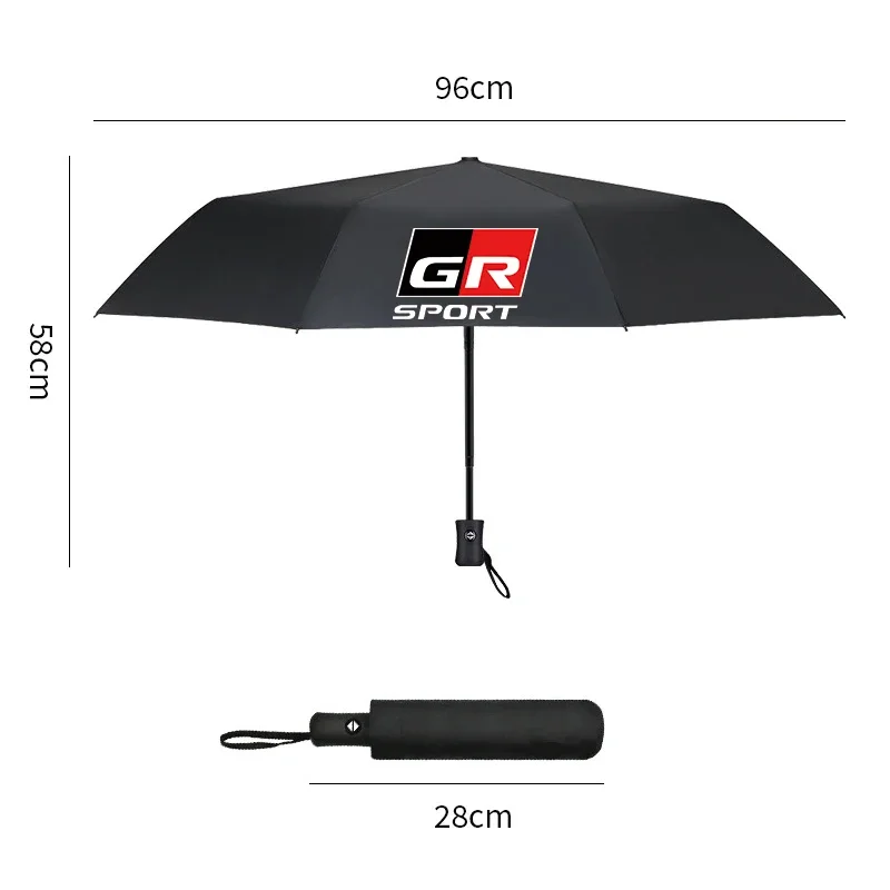 1pcs Car Fully Automatic Folding Windproof Umbrella Sunshade for Toyota GR Sport Gazoo Racing Supra 86 Corolla Car Accessories