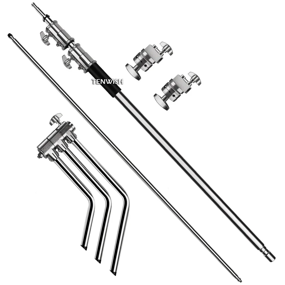 TENWISH 3.4 متر الثقيلة C-الوقوف القرن ضوء موقف ث/بوم الذراع قبضة رئيس ل سوفت بوكس ضوء الناشر كروم مفتاح خلفية ستروب