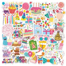 50pcs/pack Happy Birthday Stickers for Water Bottle Decor Cake Birthday Vinyl Stickers for Party Gifts Bags Box Envelope Kids