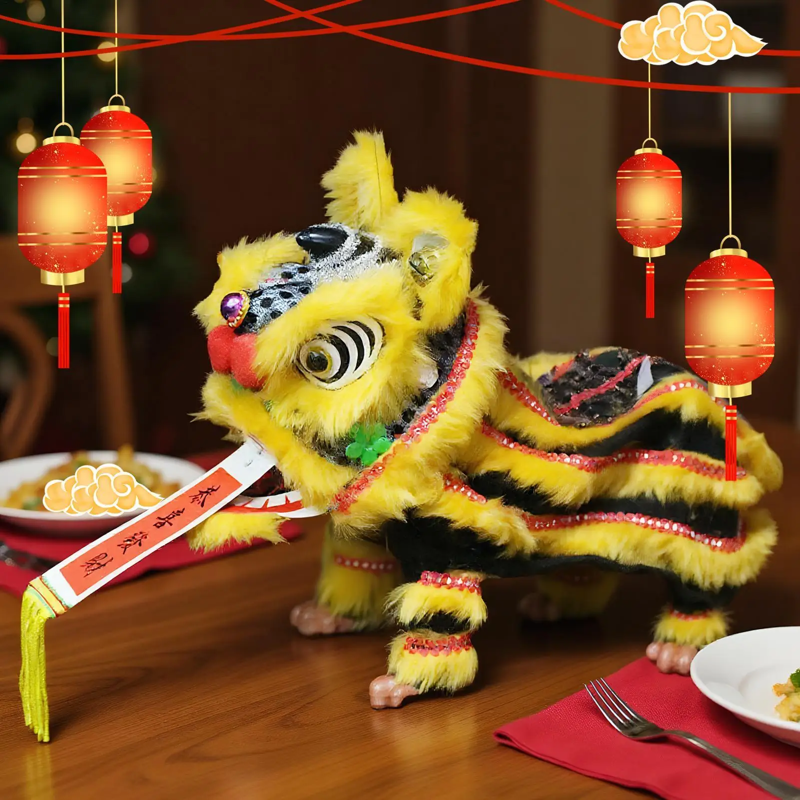 Tradycyjne chińskie lalki sznurkowe, lalki kulturowe, taniec lwa sznurkowego, ręcznie robiona zabawka, rzemiosło artystyczne na festiwale i rozrywkę domową.