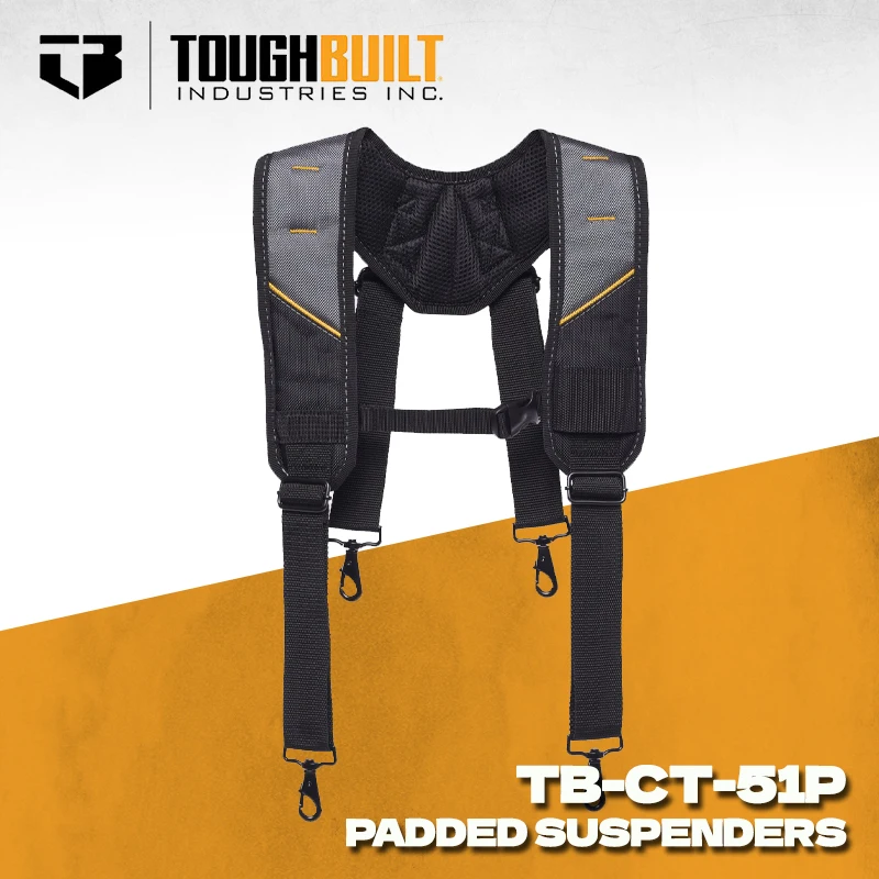 TOUGHBUILT TB-CT-51P Padded Suspenders Universal Construction Shoulder Harness with Four Lumbar Straps Toughbuilt Accessories