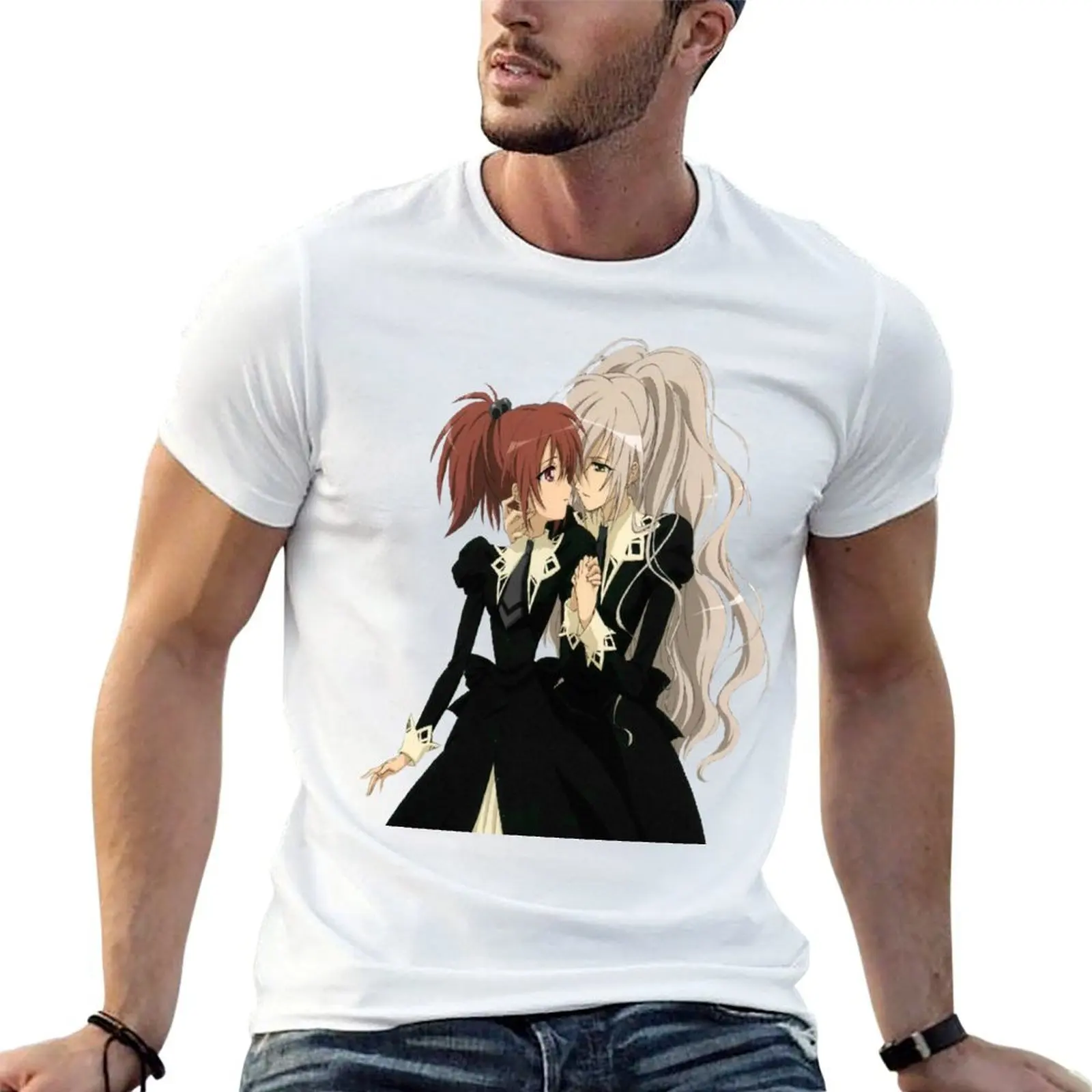 ¡Panico de fresa! (Aoi Nagisa y Hanazono Shizuma) Camiseta camisetas divertidas camisetas de hombre para hombre Camiseta de algodón