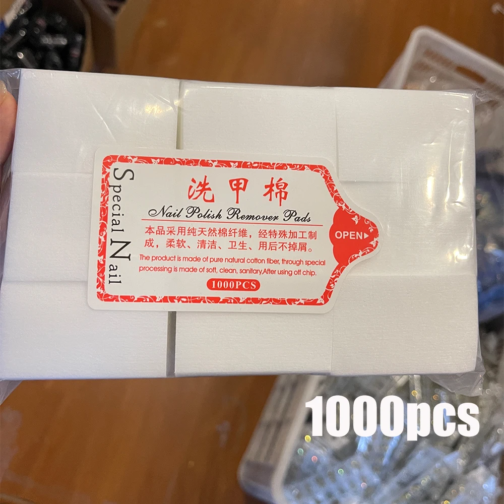 1000/500/100 stücke Nagel Wischen 100% Baumwolle Pads Fusselfrei Gel Nagellack Entferner Baumwolle Pads Maniküre Tücher Nail art Reinigung Werkzeuge