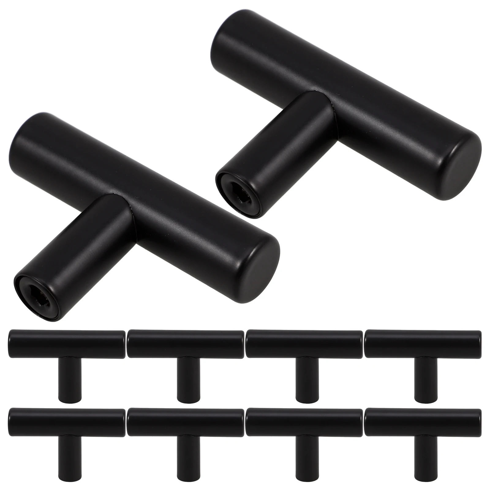

10 Pcs Cabinet Knobs Black Drawer Pulls Matte Stainless Steel Hollow Design Kitchen Bathroom Furniture Hardware