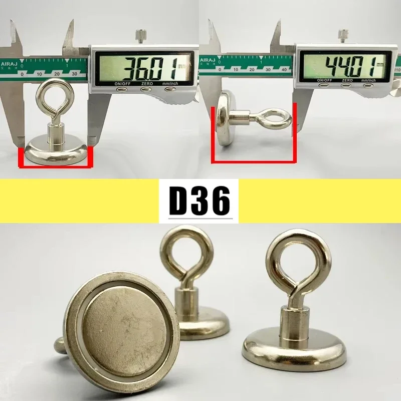 D25 D36 D42 Strong Powerful Neodymium Salvage Magnet Closing Hook Magnetic D16 D20 D48 Hole Eyebolt Sea Fishing Magnet Searcher