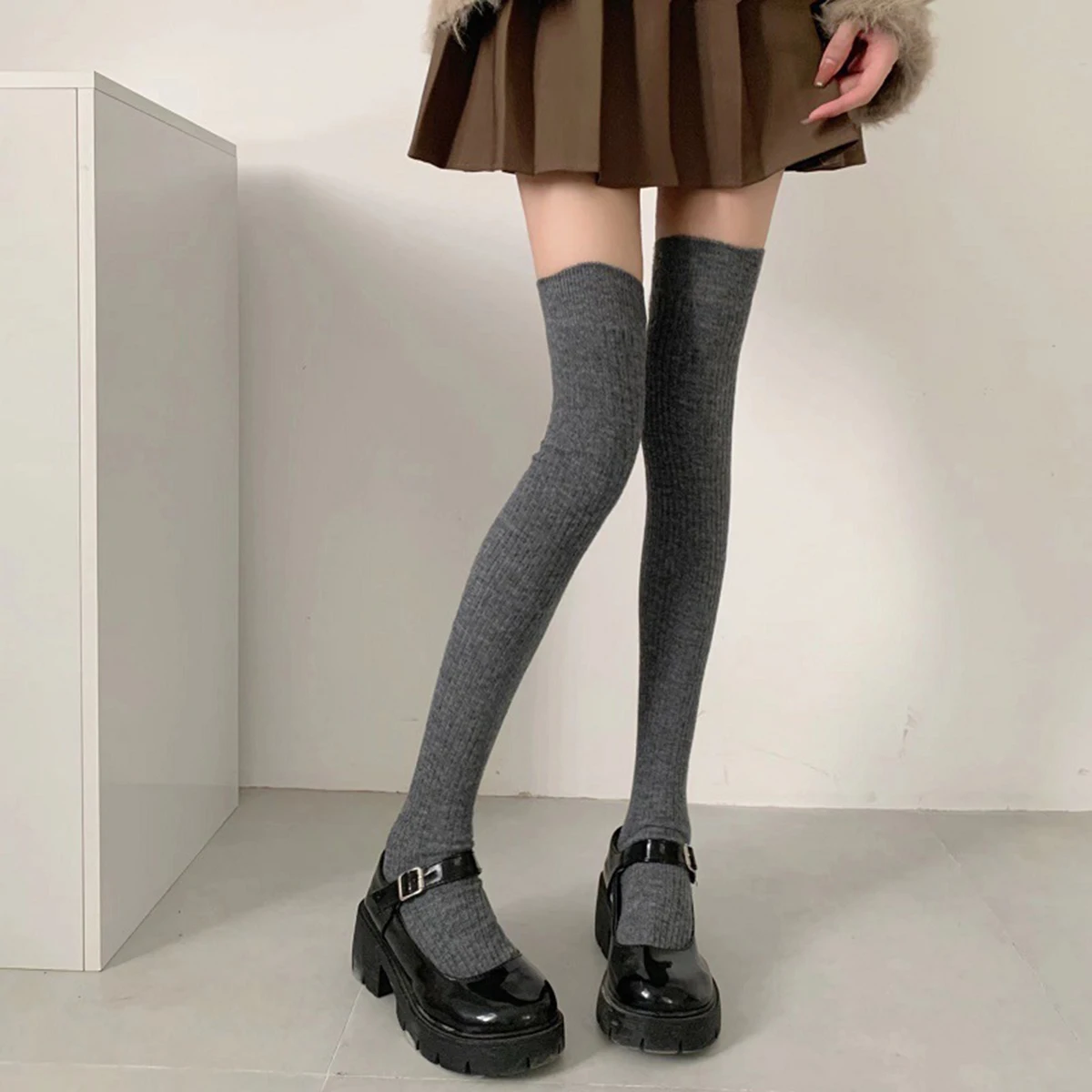 Fashion Women Knee-socks Lady Autumn Winter Thigh High Tall Tube Leggings Thermal Over Knee Sock Korean Preppy Style Casual Sock