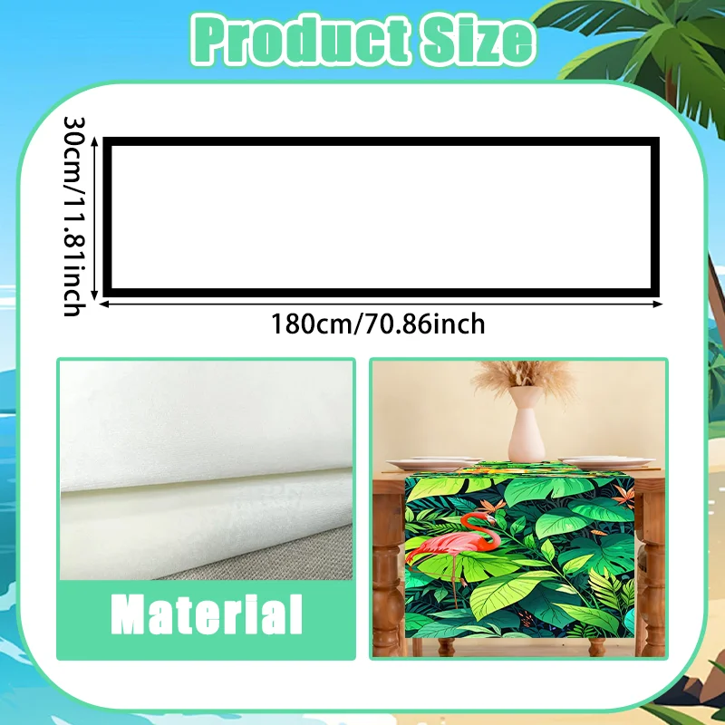 1 Piece of Aloha Flamingo Tropical Greenery Themed Table Runner - Suitable for Hawaiian-Themed Party Decorations, Summer Table Decorations, Beachside Homestay Soft Decor, Summer Home Ambiance Creation, Restaurant Bar Counter Decoration, Lively Holiday-Style Tablecloth Decoration Supplies