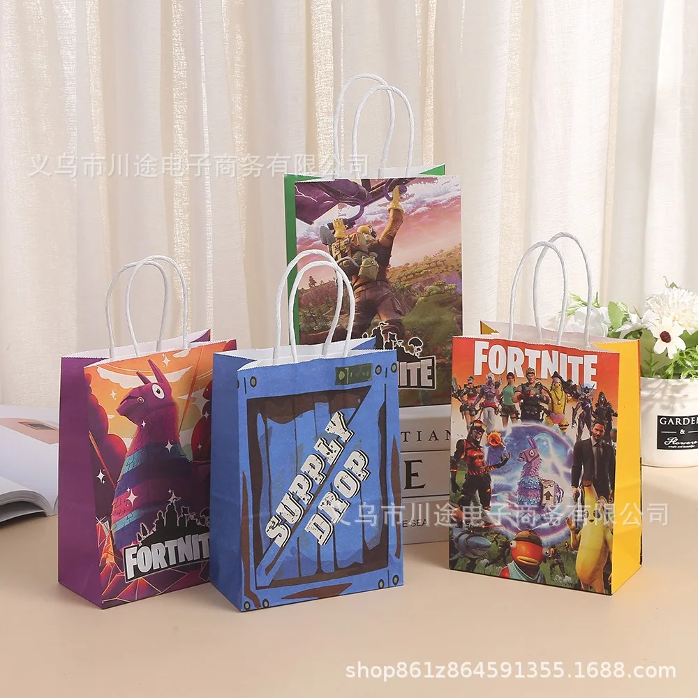 Neue Fortnite Süßigkeiten-Papiertüte Anime Geschenktüte Kraftpapier-Produktion Cartoon-Handtasche Geburtstagsgeschenk-Verpackungsbeutel