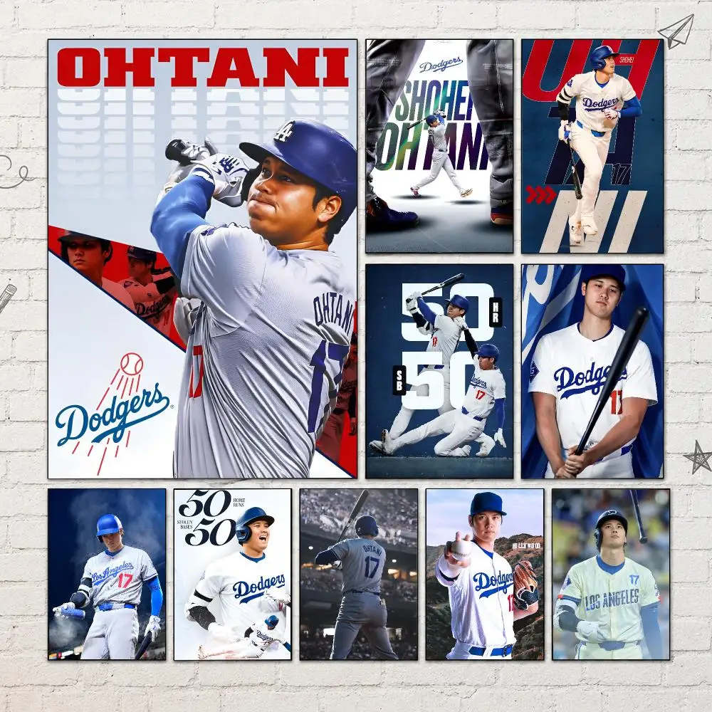 Baseball O-Ohtani Poster PP Self-Adhesive Waterproof Wall Decor for Bedroom,Living Room,Dorm,Bar Aesthetic Decor Gift
