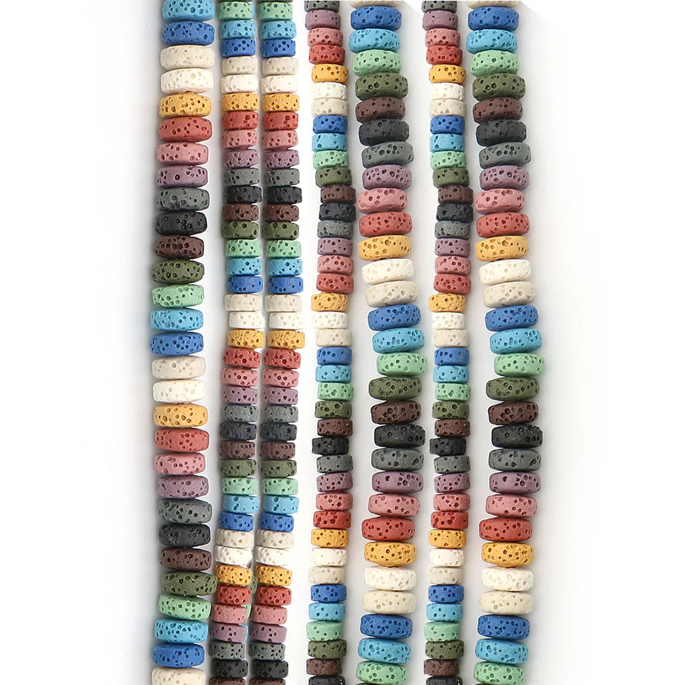 Colorful Lava Rock Spacer Beads, Natural Volcanic Stone Flat