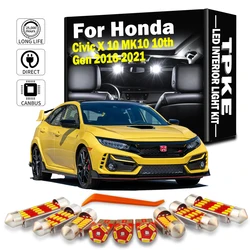TPKE 10Pcs LED Interior Light Kit For Honda Civic X 10 MK10 10th Gen 2016 2017 2018 2019 2020 2021 Vehicle Indoor Lamp Canbus