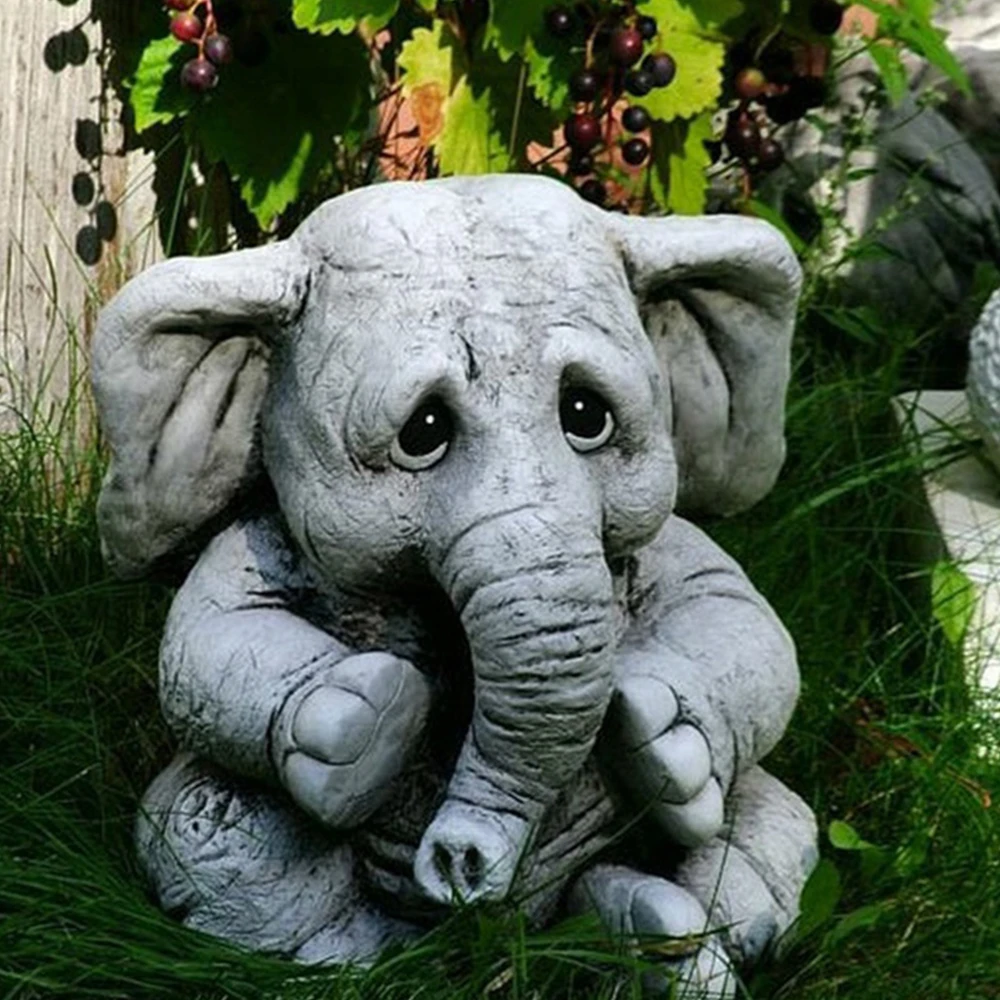 Garden Elephant Statues Outdoor Decor Lightweight Cute Creative Ornament Ideal Gift for Adults Toddler Kids