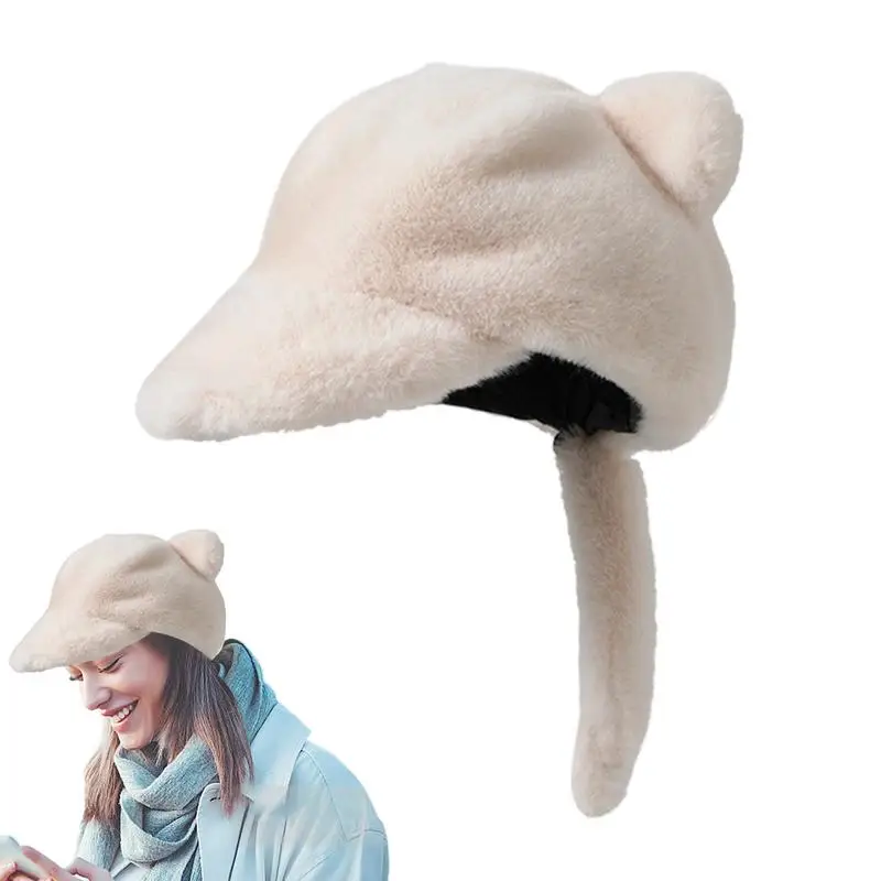 

Winter Baseball Cap Women Fashionable Warm Cat Ear Hats Winter Baseball Cap for Women Warm Winter Hat with Cute Cat Ears