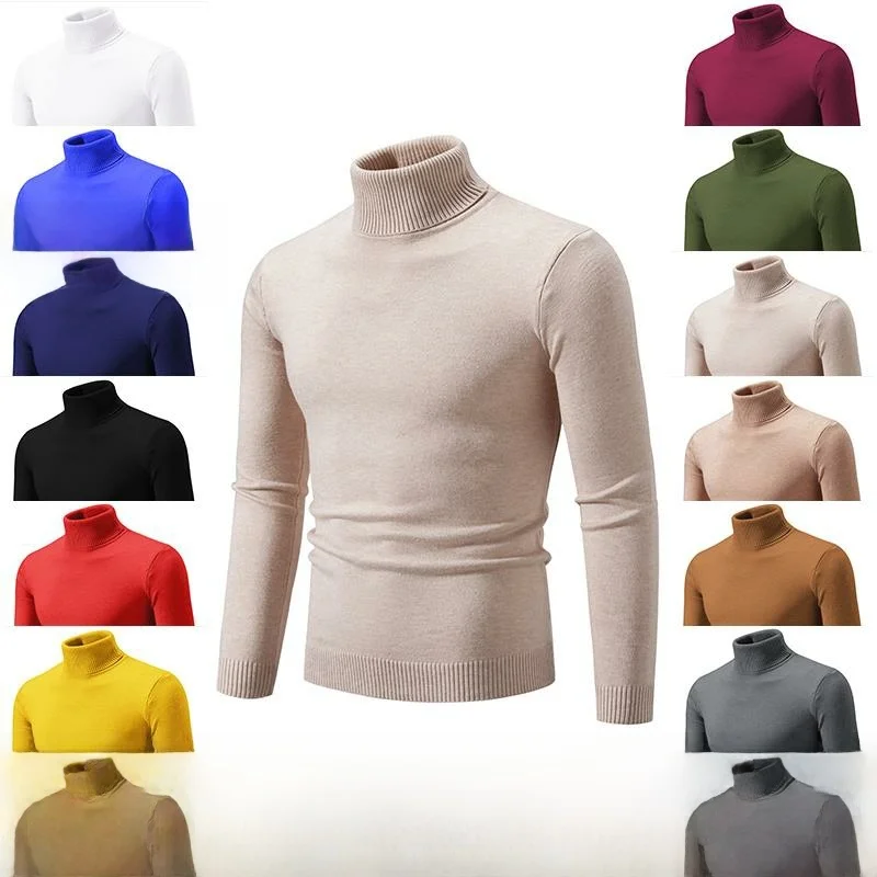 

Men's Winter Warm Pullover Sweater Thi Man Clothes Coat M Knitted Long Sve irt High Collar Not Easy to Deform