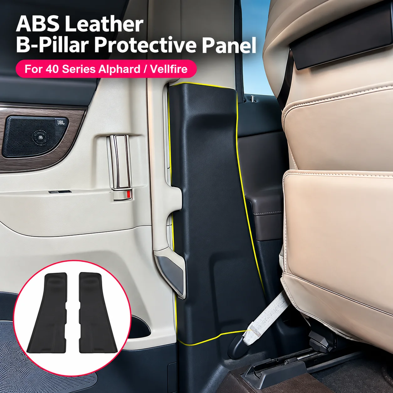 Car B Pillar Interior Trim Cover for Toyota Alphard Vellfire 40 Series ABS Wrapped Door Side Panels Cabin Accent Accessories