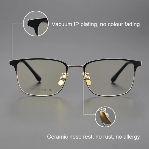 Imagen 2 del producto BLMUSA, monturas de titanio de lujo para hombres de negocios, gafas de lectura con luz azul para ordenador, gafas fotocromáticas graduadas para miopía