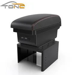 Universal car armrest uses screws to drill holes to fix and install armrest storage box with USB car accessories